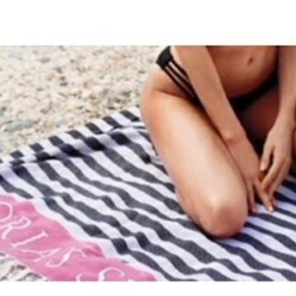 Victoria’s Secret striped black pink beach towel